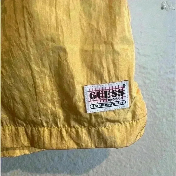 Guess Yellow Swim Shorts Beachwear Men's Size Large Retro 90s Designer Like New - Picture 3 of 4